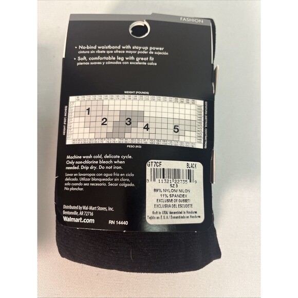 George Control Top Fashion Tights Black Argyle Set of 3 Semi-Sheer NWT - Picture 3 of 3